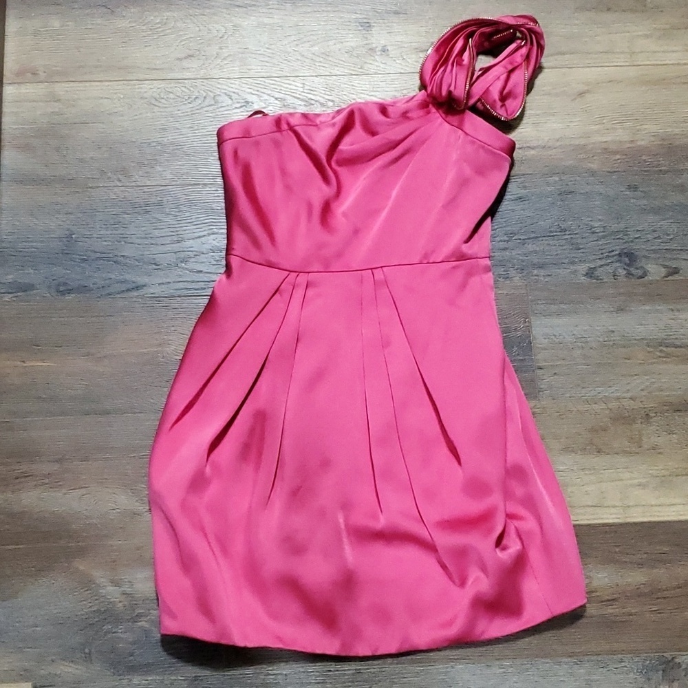 Bcbg azalea one shoulder mini dress nwt fuchsia pink
